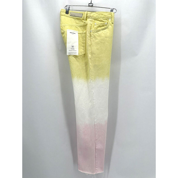 GRLFRND Mica Crop Straight Jeans Size 26 Raw Hem Pink Crush Dip Dyed Preppy Boho - Picture 4 of 11